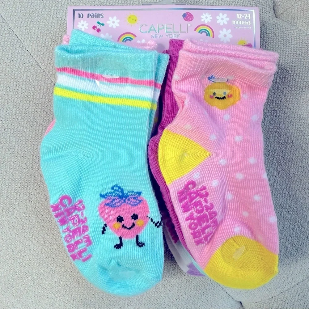 NWT Capelli New York bundle of 10 pairs socks size 12-24 months